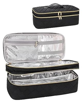 Relavel Travel Carrying Case with Dividers, Heat Resistant Travel Bag for Hot Air Brush, Hairstylist Organizer Compatible with Revlon One-Step Hair Dryer, Dyson Airwrap Styler Shark FlexStyle