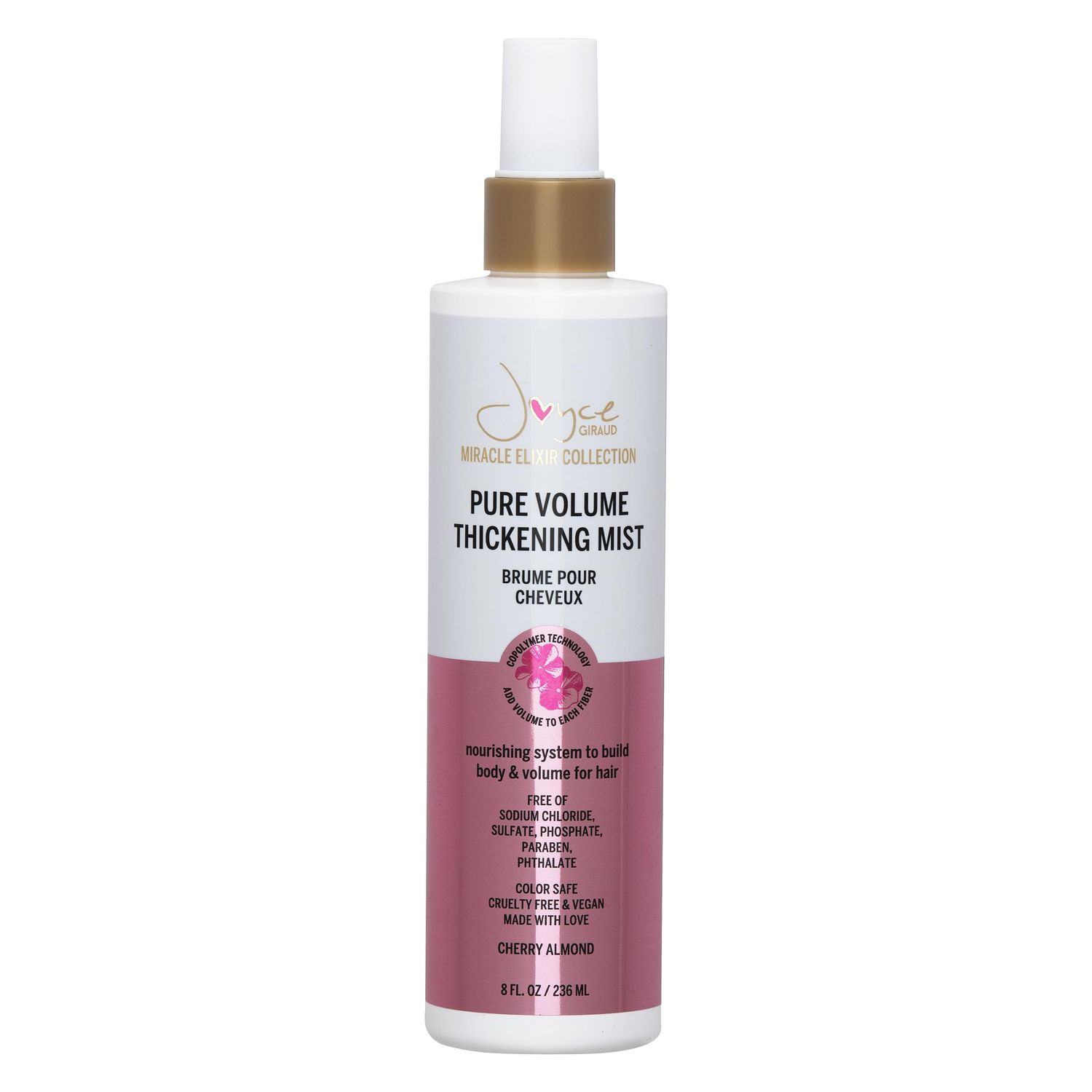 Miracle Elixir Collection Joyce Giraud Volumizing Thickening Mist, Adds Body Fullness, Cherry Almond Scent, 8 Fl. Oz