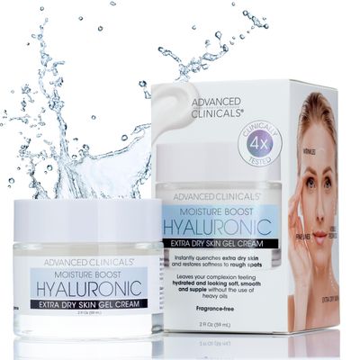 Advanced Clinicals Hyaluronic Acid Moisturizer Gel Face Cream WVitamin E B5 Hydrating Brightening Vitamin C Face Lotion Hydrates Dry Skin Improve Look Of Wrinkles Fine Lines, 2 Fl Oz