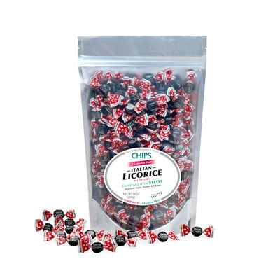 Chips LICORICE with STEVIA, 10 oz. - Classic Italian Pastilles