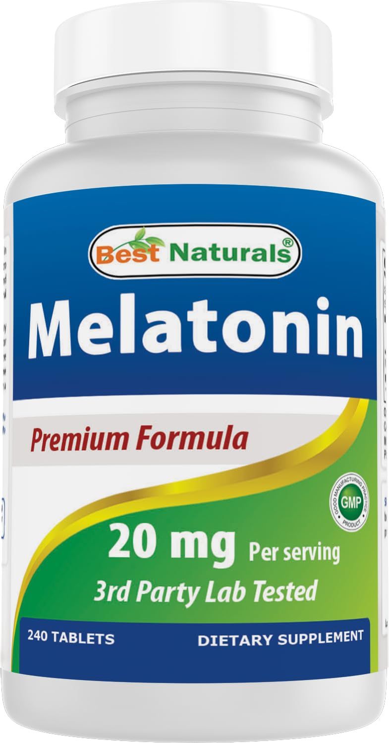 Best Naturals Melatonin 20mg 240 Tablets - Drug-Free Nighttime Sleep Aid - Non-GMO Gluten Free