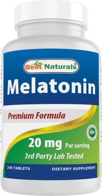 Best Naturals Melatonin 20mg 240 Tablets - Drug-Free Nighttime Sleep Aid - Non-GMO Gluten Free