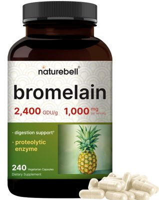 NatureBell Bromelain, 1,000mg Per Serving, 240 Veggie Capsules 2,400 GDU - Digestive Enzymes Joint Support Supplement - Proteolytic Enzymes for Digestion, Fresh Pineapple Source - Non-GMO