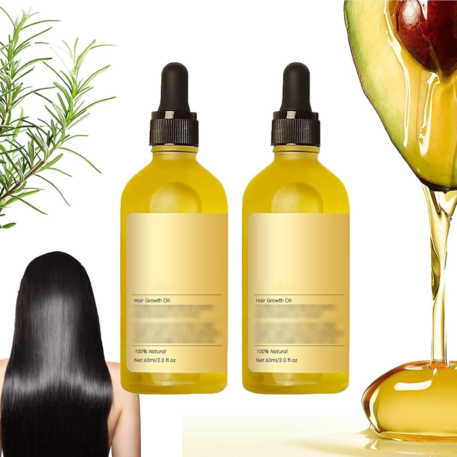 Natural Rosemary Veganic Oil for Nourishing and Promoting Growth for Thin, Dry, and Damaged Hair - (5PCS)