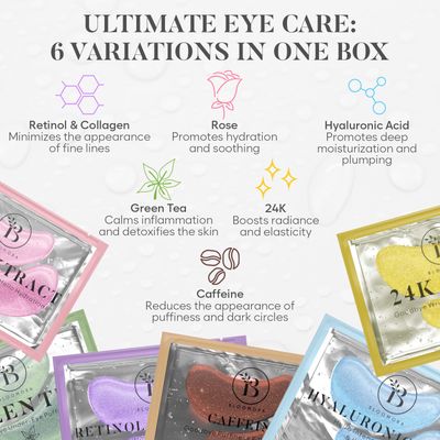 BLOOMORA Variety Under Eye Patches (30 Pairs) Under Eye Patches for Dark Circles and Puffy Eyes, Under Eye Mask, Eye Care, Puffy Eyes Treatment, Eye Masks Bulk, Bachelorette Party Favors