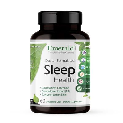 Emerald Labs Sleep Health - Sleep Support Supplement with Suntheanine L-Theanine, Melatonin, European Lemon Balm Passionflower - Gluten Free, Vegan - 60 Vegetable Capsules (Up to 30-Day Supply)