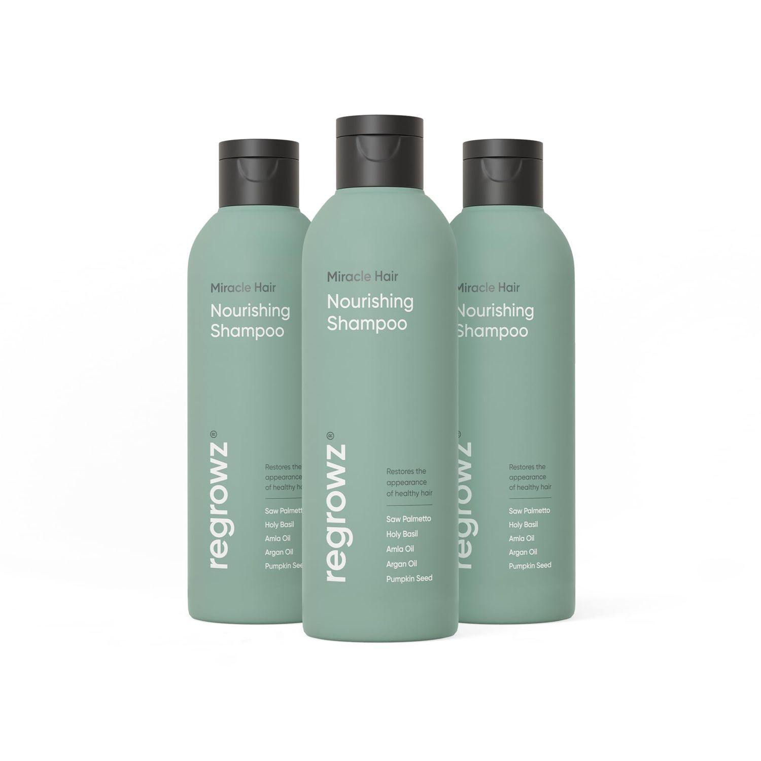 Regrowz Nourishing Shampoo 7.6 oz - Pack of 3 - Revitalise, Hydrate Dry and Dull Hair - Enriched with Aloe Vera, Saw Palmetto Argan Oil - Nourish the Scalp Restore Healthy Hair