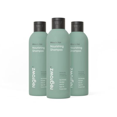 Regrowz Nourishing Shampoo 7.6 oz - Pack of 3 - Revitalise, Hydrate Dry and Dull Hair - Enriched with Aloe Vera, Saw Palmetto Argan Oil - Nourish the Scalp Restore Healthy Hair