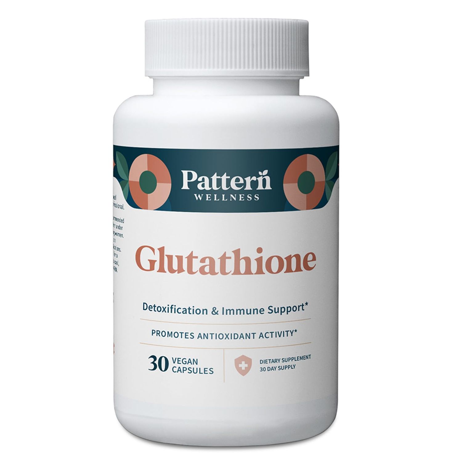 Pattern Wellness Glutathione Supplement - Active Reduced Glutathione Formula with Added Vitamin C - Cell, Antioxidant, Immune Health Support - 30 Vegan Capsules