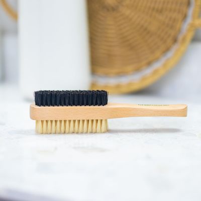 GranNaturals Double Sided Boar Bristle Hair Brush - Soft Hard Finishing Smoothing Hairbrush for Slick Back to Style, Polish, Lay Down Hair Flat to Create a Sleek Hairstyle for Bun, Slickback