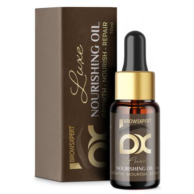 BROWSXPERT Luxe Nourishing Oil - Dropper Hair Growth, Serum for Fuller Brows Beauty Professionals, Natural Repair Castor Oil, Almond, Coconut, Sesame 10 ml