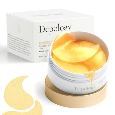 depology Restoring Hydrogel Under Eye Patch 60 Patches Brightening Caffeine Gold Pads for Dark Circles Puffiness Wrinkles Refresh Travel