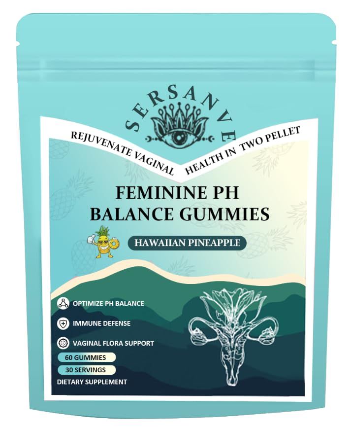 SERSANVE Premium Feminine Balance Gummies Immune Support - Vaginal Balance,Vegan, Gluten-Free Halal, Hawaiian Pineapple Flavor for Women PH, Immune Support Health (1)