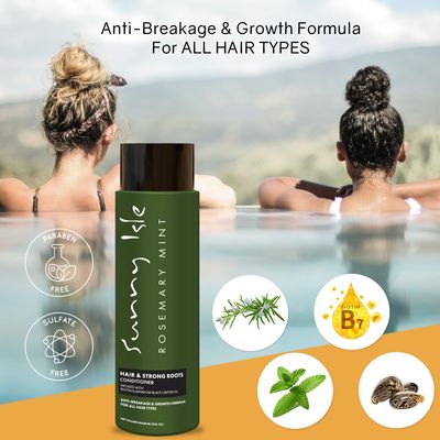 Sunny Isle Rosemary Mint Hair Strong Roots Conditioner 12oz Anti-Breakage Growth Formula Infused with Biotin Jamaican Black Castor Oil All Hair Types