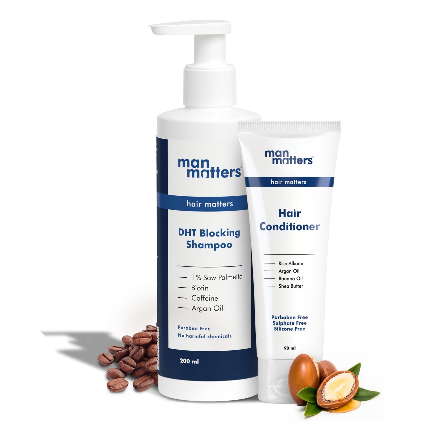 Man Matters Anti Hair Fall Shampoo 200Ml And Conditioner 90Ml For Men Sulphate Paraben Free