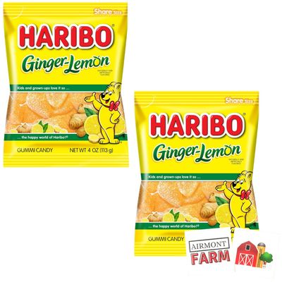 Ginger Lemon Share Size Gummi Candy, 2 Pack with 2 Stickers