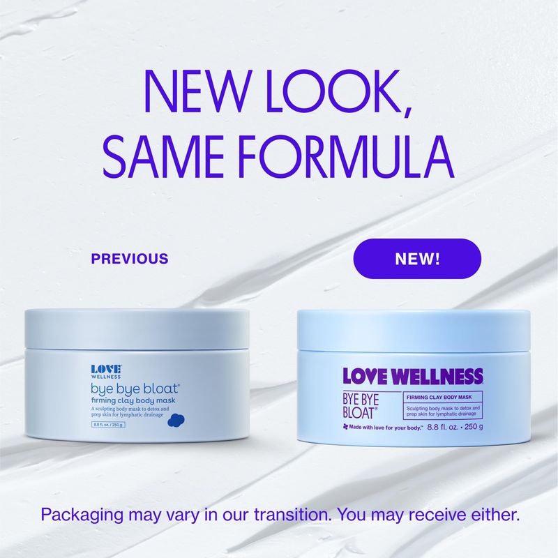 Love Wellness Bye Bye Bloat Firming Clay Body Mask Lymphatic Drainage Body Mask for Women Support Bloating Relief, Skin Hydration Boost Circulation Caffeine, Grapefruit Peppermint Oil 250g