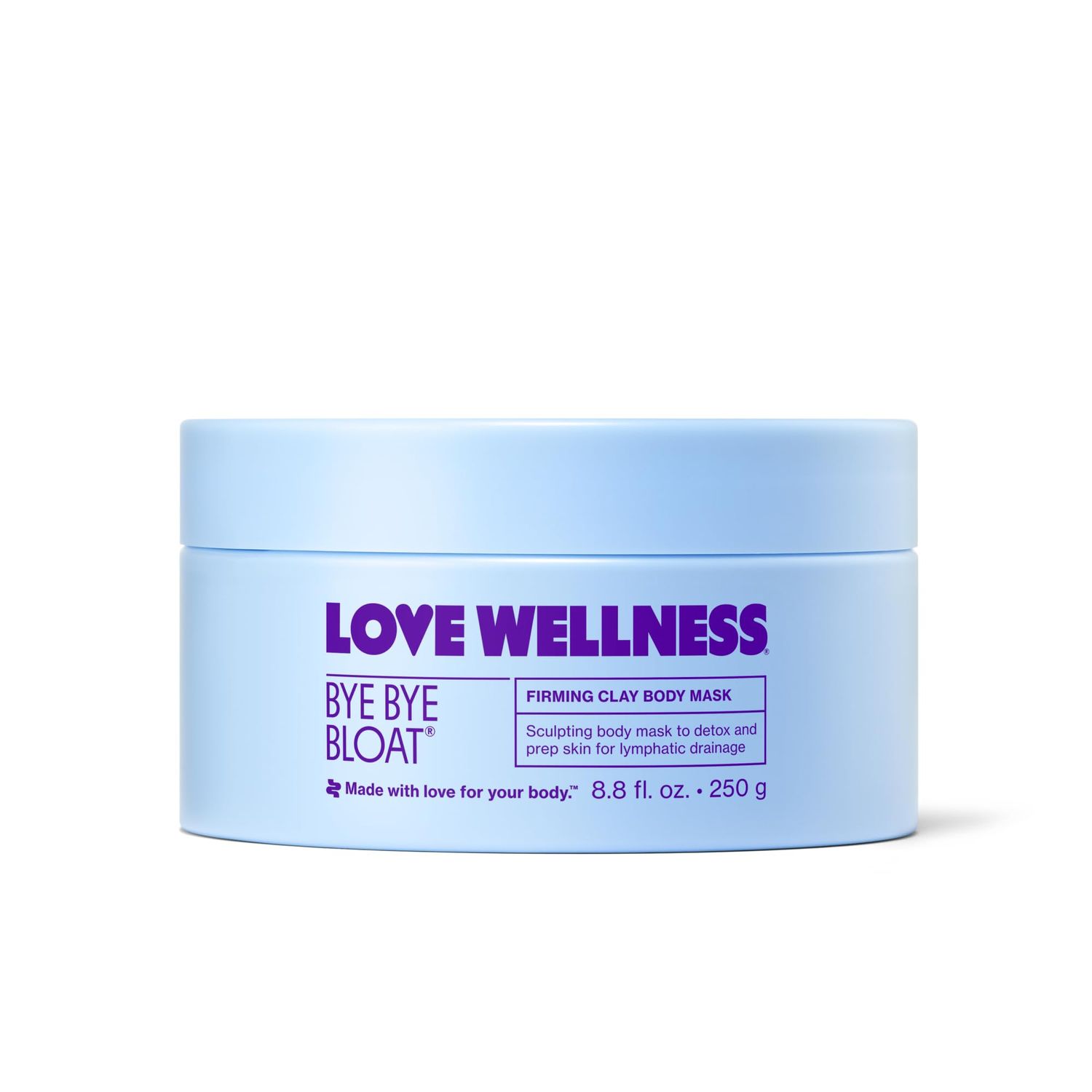 Love Wellness Bye Bye Bloat Firming Clay Body Mask Lymphatic Drainage Body Mask for Women Support Bloating Relief, Skin Hydration Boost Circulation Caffeine, Grapefruit Peppermint Oil 250g