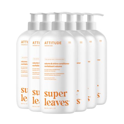 ATTITUDE Volume and Shine Hair Conditioner, For Thin Hair, Naturally Derived Ingredients, Vegan Detangler, Dermatologically Tested, Soy Protein Cranberries, 946 mL (Pack of 6)