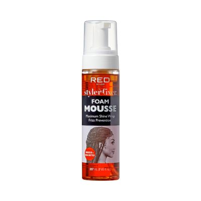 Red by Kiss Foaming Mousse, Maximum Shine Wrap Mousse, Reduce Prevent Frizz, Define Curls, Set Hold Styles, Nourishes Dry Brittle Hair (Hibiscus Shea Butter)