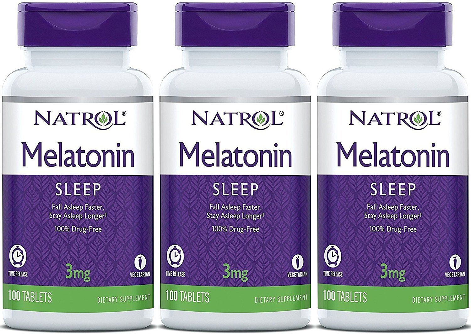 Natrol Melatonin Timed Release Tablets, 100 Count (Pack of 3)