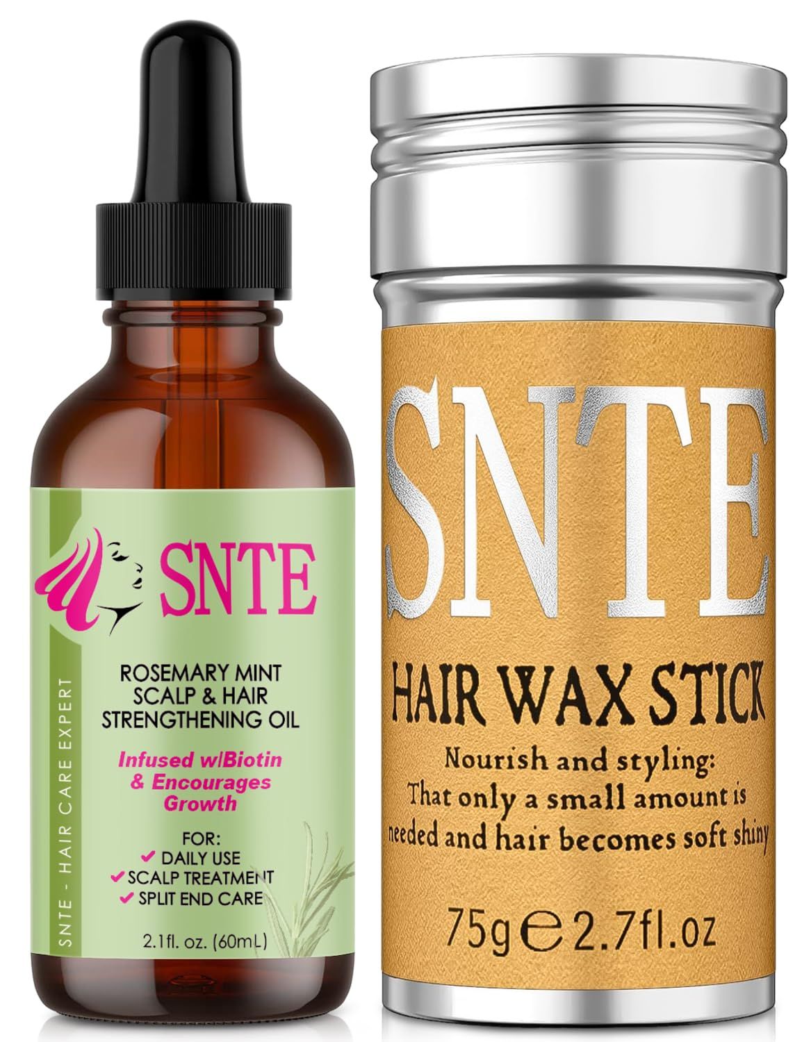Rosemary Oil Hair Wax Stick 2Pcs for Growth, Nourishing Dry Broken Hair Flyaways Control