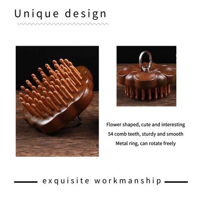 54teeth Bamboo Wood Hair Brush and Scalp Massage Comb - Fine Comb for Hair Growth