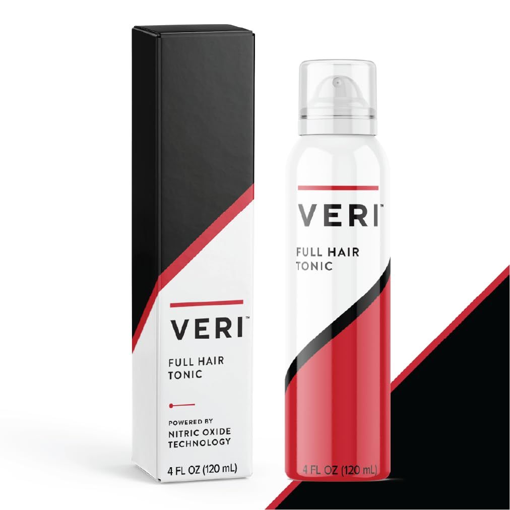 VERI Full Hair Tonic Treatment for Thinning Hair: Nitric Oxide Formula Promotes Thicker-Looking Fuller-Feeling Hair Without Prescription. Non-Irritating, Chemical-Free Formula, 4 Fl Oz