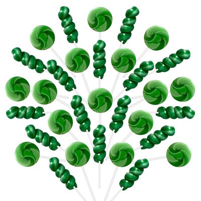 32 Pack Green White Twisty Lollipops Candy, 16 Twist 16 Swirl Lollipops Suckers Individually Wrapped Bulk, St. Patrick&#39;s Day Candy Suckers, No artificial dyes or flavors, Apple Flavor Party Favors
