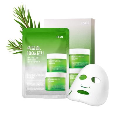 ISOI Moisture Dr. Mask Pack, Hydrating Soothing Sheet Mask with Tea Tree, Ceramide Hyaluronic Acid, Nourishing Skin Barrier Care, Korean Skin Care (10EA)