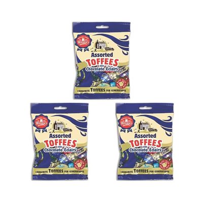 Walkers&#39; Nonsuch Assorted Toffees Chocolate clairs Contains English Creamy, Milk Dark Chocolate Covered, Banana Split Milk Toffees Traditional British Candy 5.29 Oz (Pack of 3)