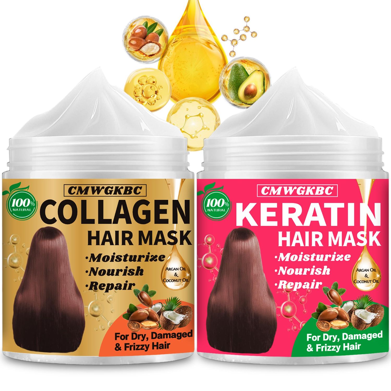 Collagen Hair Mask Keratin Hair Mask for Damaged Hair,Keratin Hair Treatment,Repair Deep Conditioner for Dry Hair,Vitamin E Natural Hydrating Hair Mask with Argan Oil All Hair Type,Hair Care Gifts