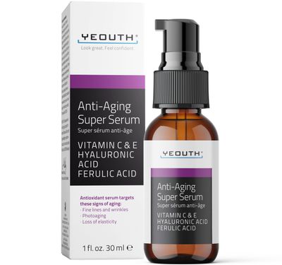 YEOUTH Anti Aging Serum for Face with Hyaluronic Acid, Ferulic Acid, Vitamin C and E, Hydrating Face Serum for Women and Men Targets Dull and Dry Skin 1oz