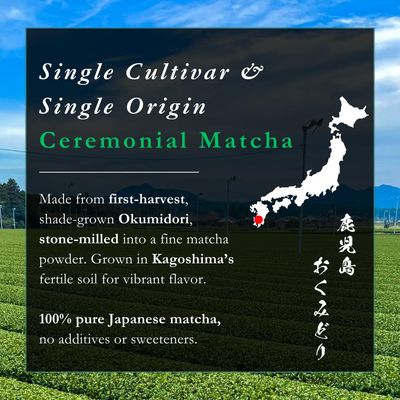 Emptea Ceremonial Grade Matcha - Single Cultivar Okumidori Kagoshima First Harvest Authentic Organic Japanese Green Tea Powder 1.06 oz (30g)