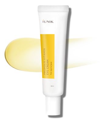 IUNIK Propolis Vitamin C Face Eye Cream with Vegetable Oil, Idebenone 1.01 Fl Oz Dullness Dark Circles Puffiness Smooths Under Eyes 24 Hour Hydration For Sensitive Oily Acne-prone skin VEGAN