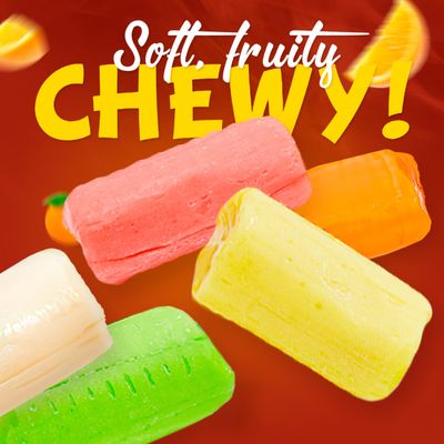 FRUIT CHEWS Candy 1 lb - Bulk Candies in Resealable Bag, Individually Wrapped (68 Pieces), 5 Assorted Flavors, Soft Fruity, Gluten Peanut Free