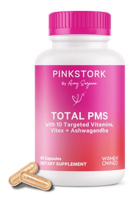 Pink Stork PMS Supplement for Women - Vitex, Ashwagandha, Maca Root 10 Vitamins Minerals to Support Hormone Balance, Mood, Bloating, Period Regularity - 60 Capsules