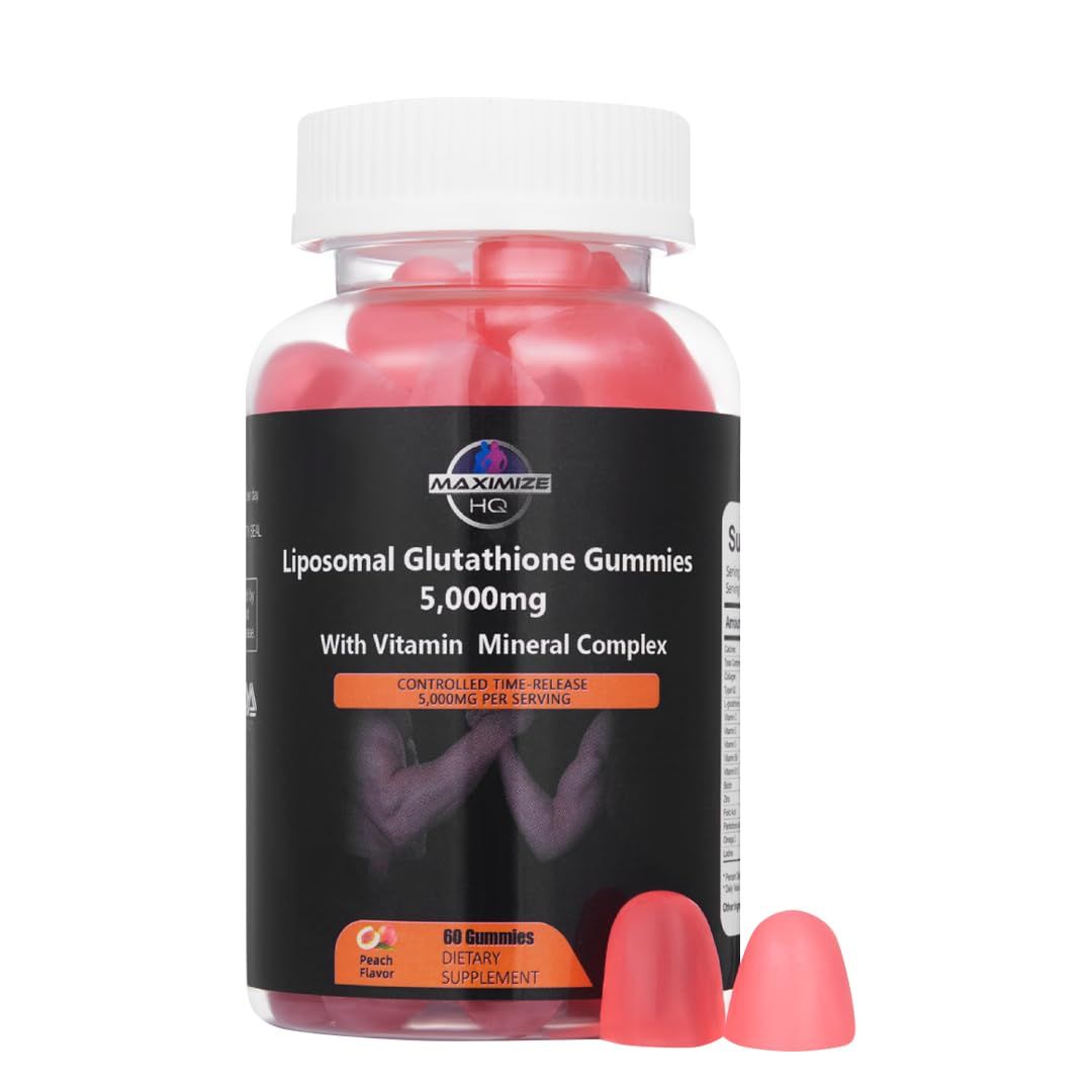 MAXIMIZE HQ Glutathione Gummies - Supports Essential Bodily Processes - Time-Release Formula - Fruit Juice Extract - Gluten Free