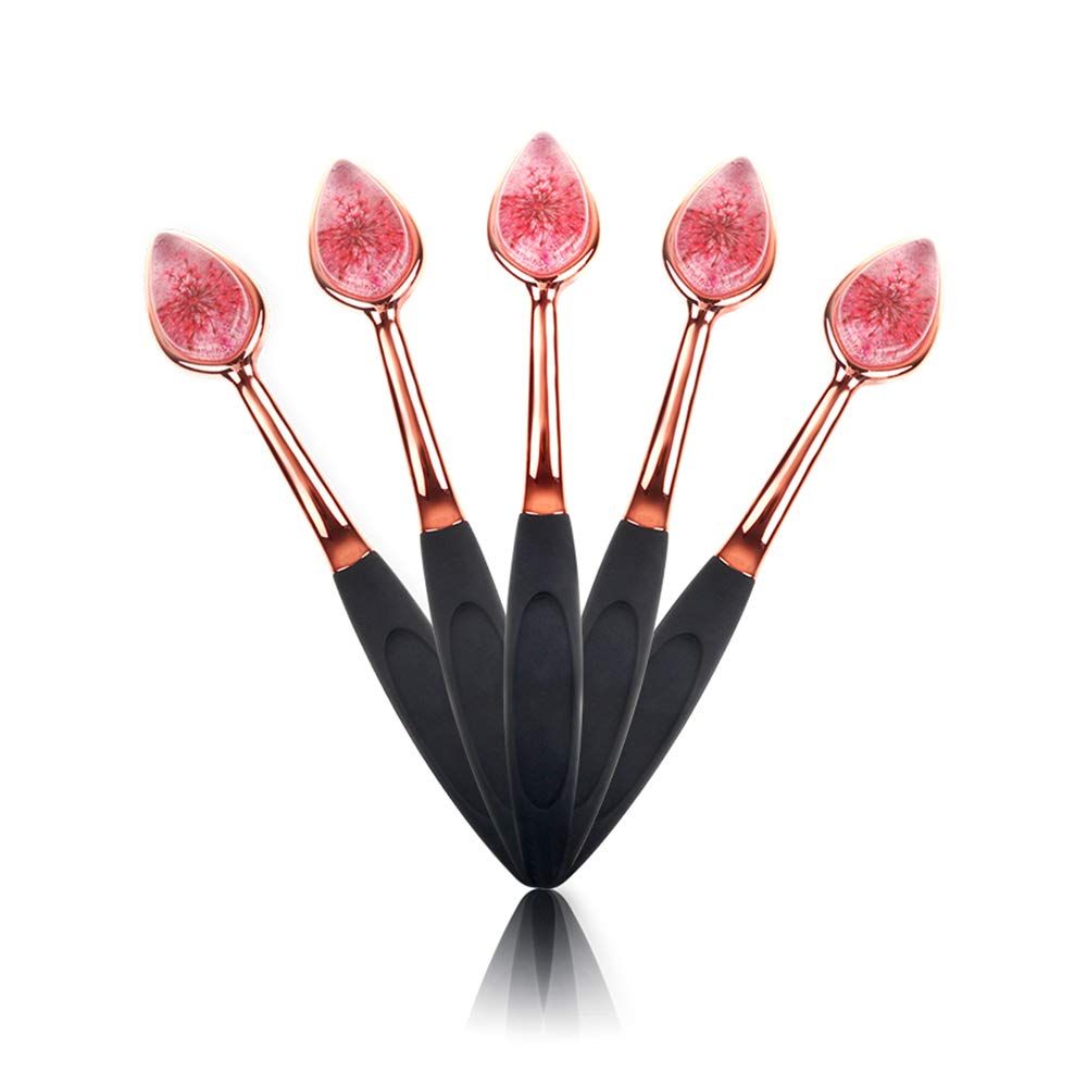 Professional Foundation Brush; Flower Child by Roopali Beauty - Soft Silicone Pointed Applicator - Compatible with Liquid, Cream or High-end MUA Cosmetics- Travel Safe and Easy to Clean