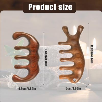 2pcs Scalp Massager Combs, Anti-Static Natural Wooden Wide Tooth Comb Sandalwood Scalp Massage Gua Sha Head Massage Comb Tool for Hair Growth for Women Gift (Style A)