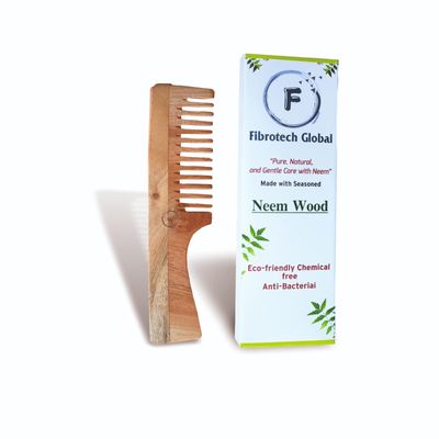 Fibrotech Global Neem Wooden Comb for Women Men Natural Scalp Massager Detangler Handmade Wide-Tooth wood comb for women hair growth Organic Eco-Friendly Hair Care