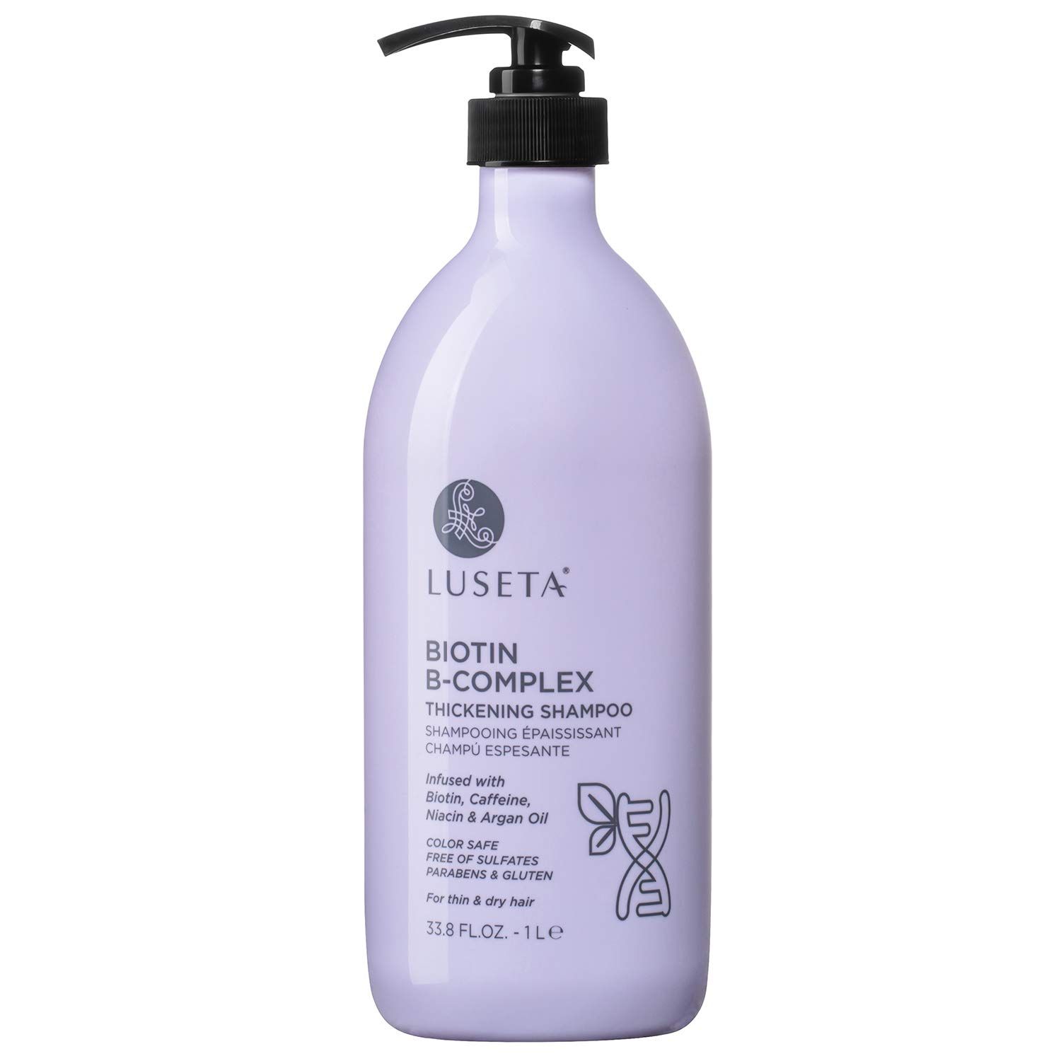Luseta Biotin B-Complex Thickening Shampoo for Hair Growth and Strengthening - Hair Loss Treatment With Caffeine and Argan Oil for All Hair Types, Including Men Women, 33.8oz