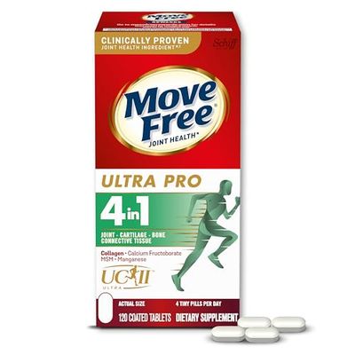 Move Free Ultra Pro with Quadruple Action Joint Support - Type 2 Collagen MSM Calcium Fructoborate Manganese - Supports Joint Cartiliage Bone Connective Tissue, 120 Tablets (30 servings)