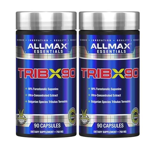 ALLMAX TRIBX90 - 90 Capsules, Pack of 2 - Natural Testosterone Booster - Delivers Bulgarian Species Tribulus Terrestris - 90 Furostanolic Saponins - 180 Total Servings