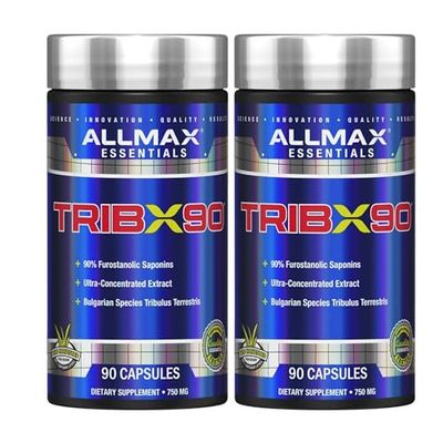 ALLMAX TRIBX90 - 90 Capsules, Pack of 2 - Natural Testosterone Booster - Delivers Bulgarian Species Tribulus Terrestris - 90 Furostanolic Saponins - 180 Total Servings