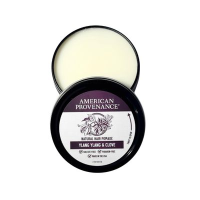 American Provenance Premium Natural Hair Pomade for Women and Men with Shea Butter, Jojoba Oil, Argan Oil - Grooming Balm that Conditions and Styles Hair Ylang Ylang Clove 2 oz (Pack of 1)