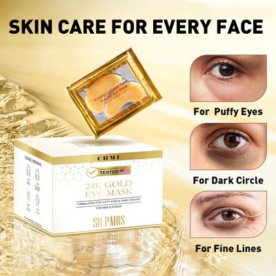 CHMI Under Eye Patches (100 Pairs) - 24K Gold Eye Patches for Puffy Eyes, Dark Circles, Eye Bags and Wrinkles, Collagen Skin Care Products, Beauty Personal Care