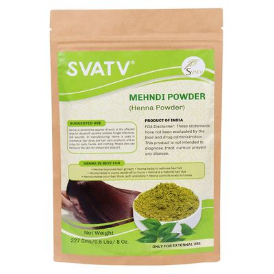 SVATV Henna Powder Lawsonia Inermis Shiny Hair Color For Men Women Strengthens Repairs Damaged Locks - 227g 8oz Half Pound