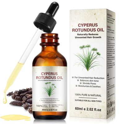Cyperus Rotundus Hair Removal Oil - Reduces Unwanted Body Hair Growth, Moisturizes Soothes Skin - Natural Essential Oil for All Skin Types - 60ml