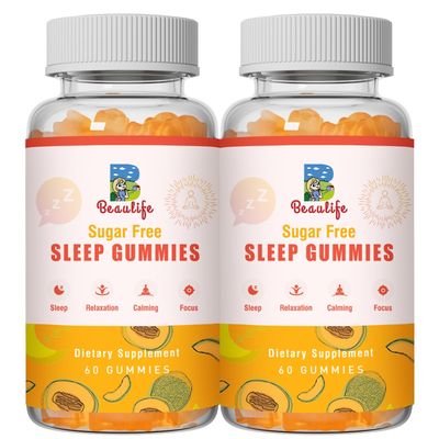 B beaulife 2 Pack 5 mg Melatonin Gummies, Sleep Support for Adults, Melatonin Supplements for Sleeping, 120 Cantaloupe Flavored